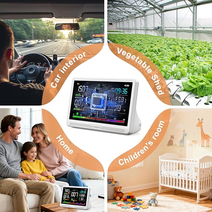 16 in 1 Air Quality Monitor Indoor 7" Display 9 AQI+7 AQI Alerts, Portable Air - Image 8