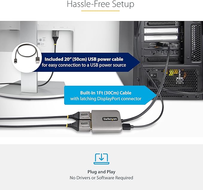 StarTech.com 2-Port DisplayPort 1.4 Splitter, DP to 2x DP Multi-Monitor Adapter - Image 6