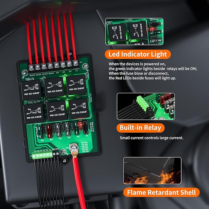 Joinfworld Relay Box Fuse Relay Box 12V Automotive Universal Fuse Panel - Image 4