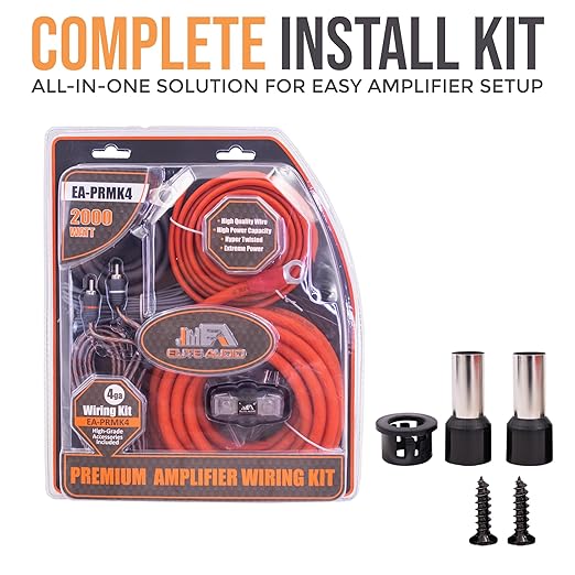 Elite Audio Premium 4 Gauge CCA Amplifier Installation Wiring Amp Kit, 2000 - Image 2