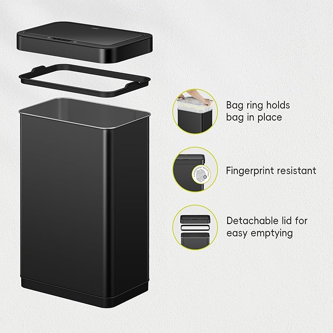EKO EcoNova 13.2 Gallon/ 50L Automatic Sensor Kitchen Trash Can, Stainless - Image 4