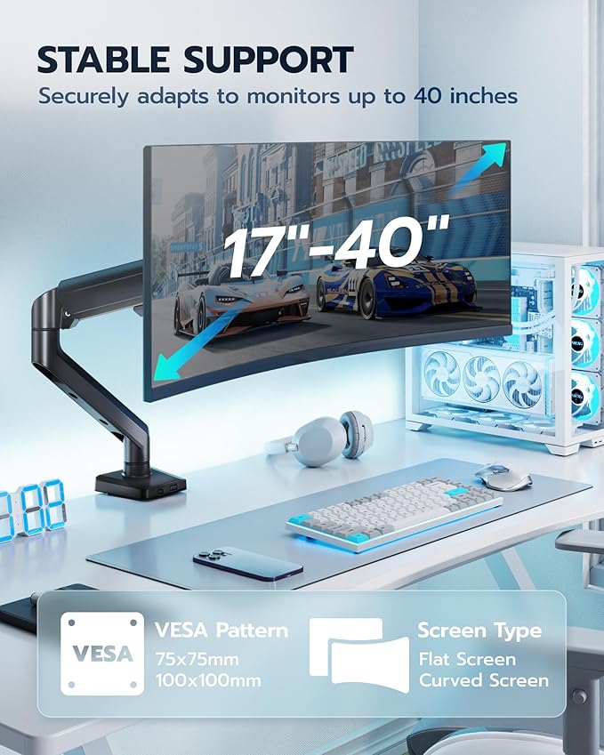 ARES WING Heavy Duty Single Monitor Arm - Image 5