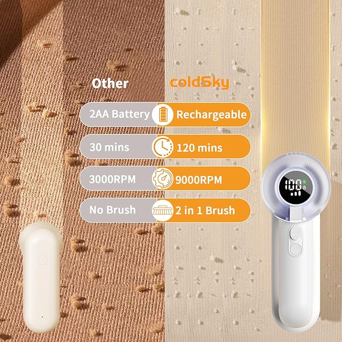 coldSky Fabric Shaver Rechargeable, 2-in-1 Electric Fabric Shaver & Lint Remover - Image 5