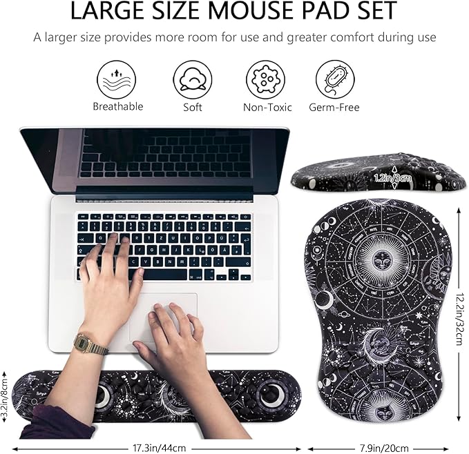 Laokiiy Mouse Pad Wrist Support, 2 in1 Keyboard Wrist Rest+ Ergonomic Mouse Pad - Image 5
