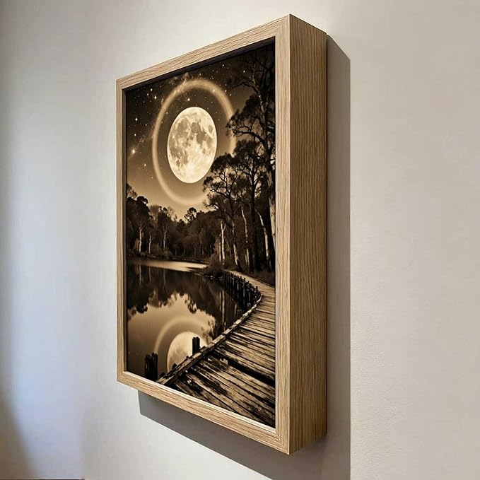 URVIP LED Glowing Photo Frame, 3D Starry-Sky Blue Moon Wall Art, 9x12 Inches - Image 4