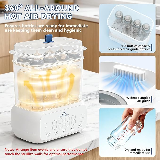 Mammy Bunny 3-in-1 Baby Bottle Sterilizer and Dryer – 6 Smart Modes - Image 2