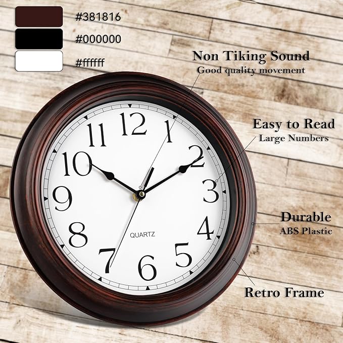 KECYET Wall Clocks Battery Operated Silent Non-Ticking Wall Clock 8.5 Inch - Image 6