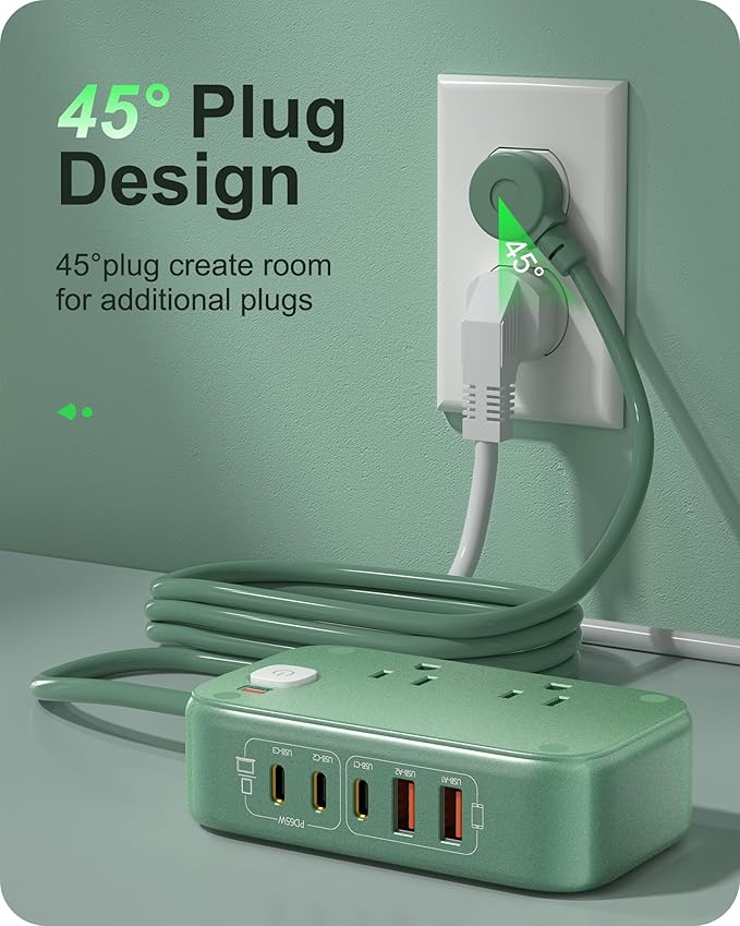 KWRNVO 7-IN-1 Power Strip, 85W PD USB C Power Strip, Desktop Charging Station - Image 6