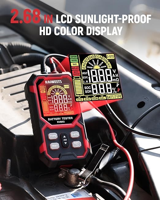 KAIWEETS Car Battery Tester, 12V/24V Automotive Battery Diagnostic Tool - Image 5