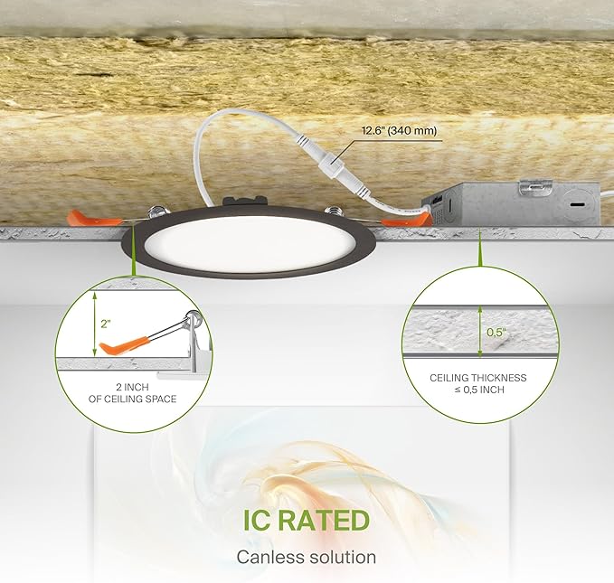 ASD 1 Pack LED Recessed Lighting 6 Inch 15W, 5 CCT 2700K-5000K CRI90+, IC Rated - Image 7