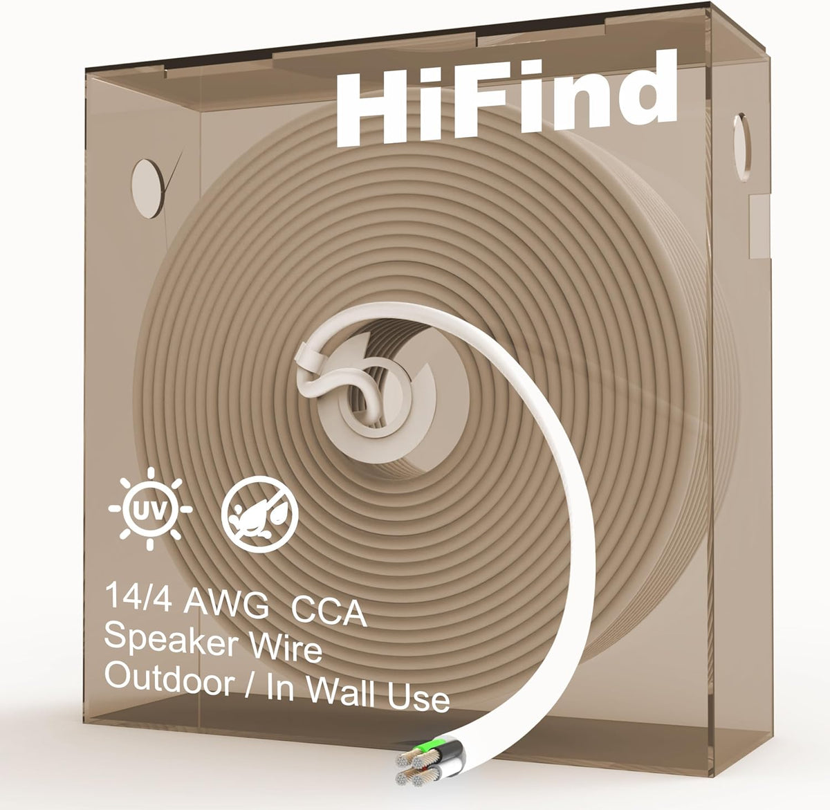 HiFind 14/4 Gauge AWG Outdoor Speaker Wire Bulk 100 FT
