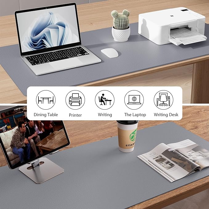 Aothia Leather Desk Pad Protector, Mouse Pad, Office Desk Mat, Non-Slip PU - Image 5