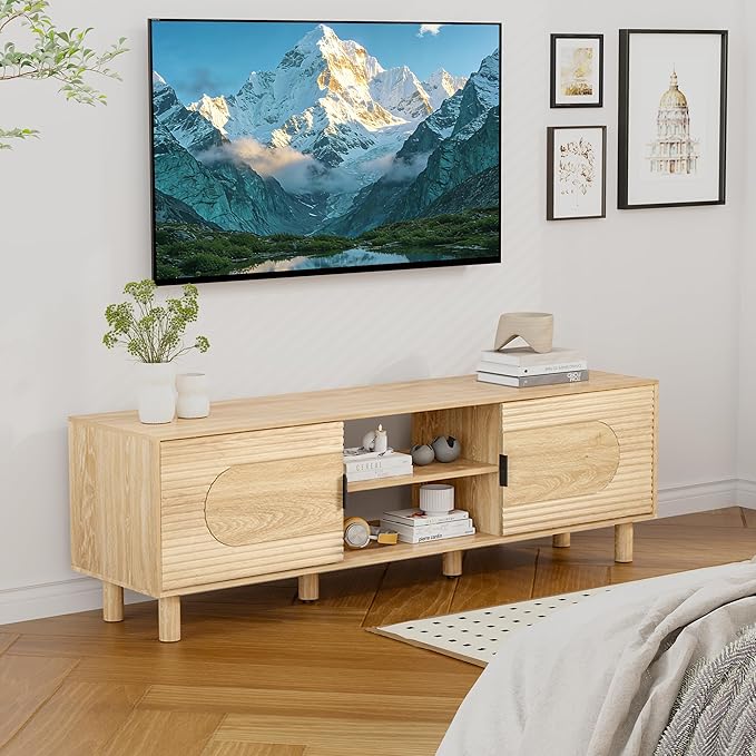 Bifins 63inch Wood TV Stand for Televisions up to 70 Inches, Mid Century Modern - Image 8