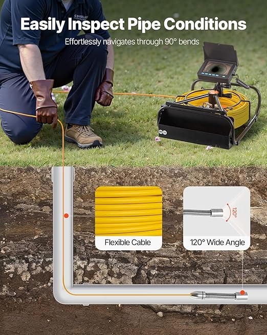 VEVOR Sewer Camera, 65.6 ft/20 m, 4.3" Pipe Drain Inspection Camera - Image 5