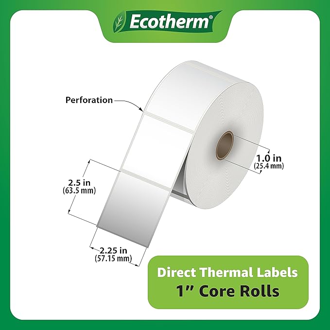2.25" x 2.5" Thermal Labels | 6 Rolls | 6000 Labels | fits Zebra, Offnova - Image 3