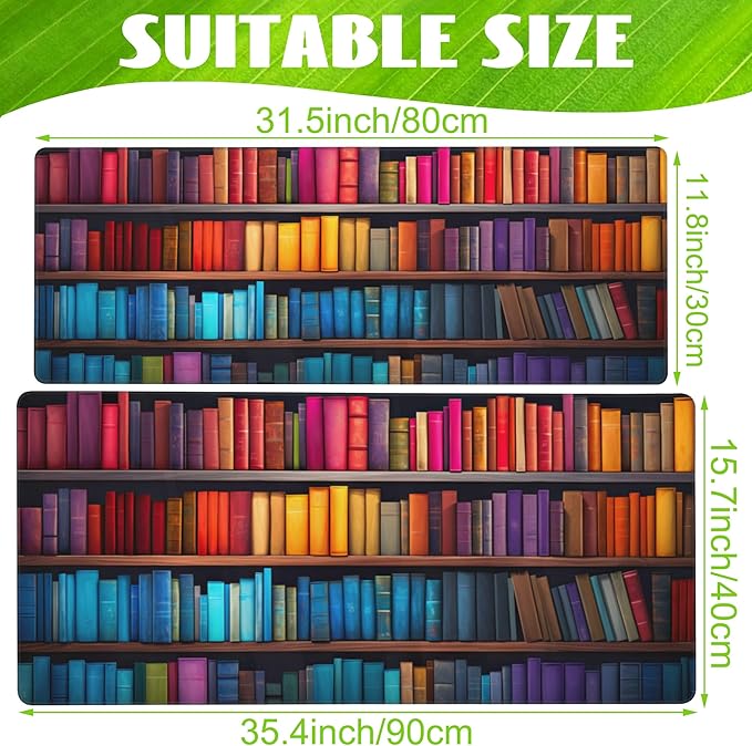 Eflxamz Large Gaming Mouse Pad for Desk, Bookshelves Full of Books Desk Mat - Image 2