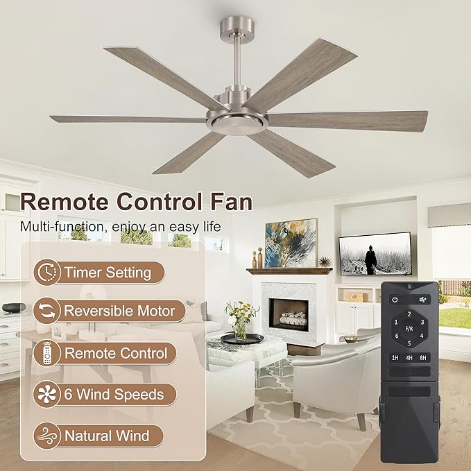 WINGBO 60 Inch Ceiling Fan without Light - Image 2