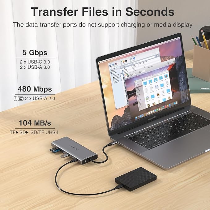 USB C Hub USB-C Docking Station Dual Monitor 14 in 1 Triple Display Multiport - Image 6