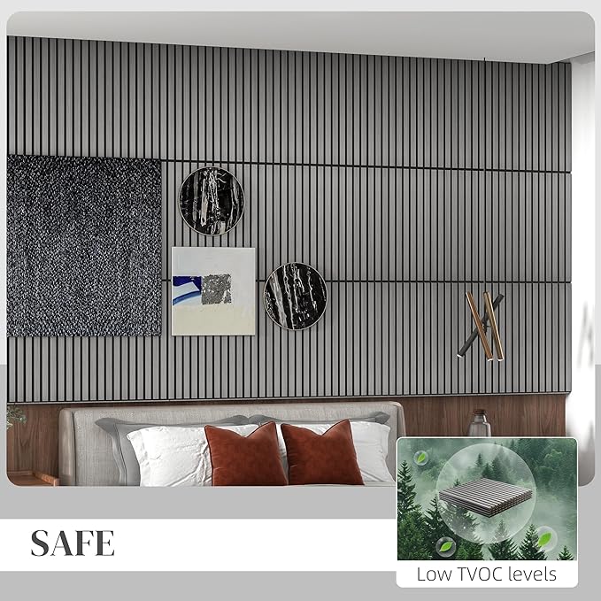 HOMCOM 4 Pack 3D Acoustic Panels, Wood Slat Wall Paneling - Image 5