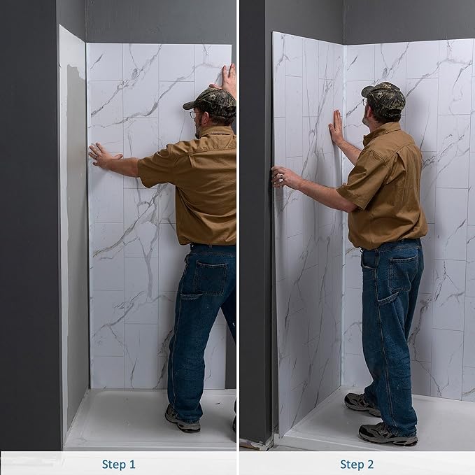 Palisade 78in x 36in x 36in Waterproof Vinyl Corner Shower Surround Kit - Image 5