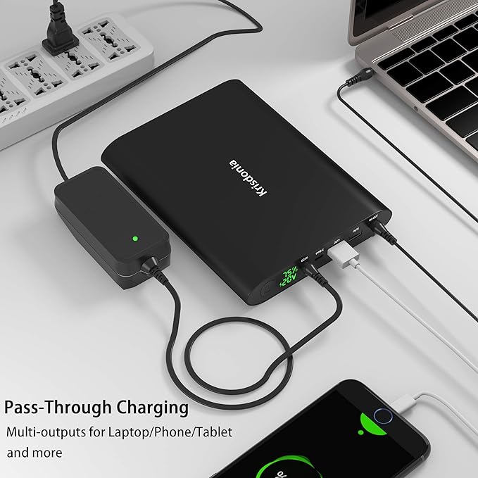 Krisdonia 50000mAh Laptop Power Bank 5/9/12/16/19/20V Portable Laptop Battery - Image 3
