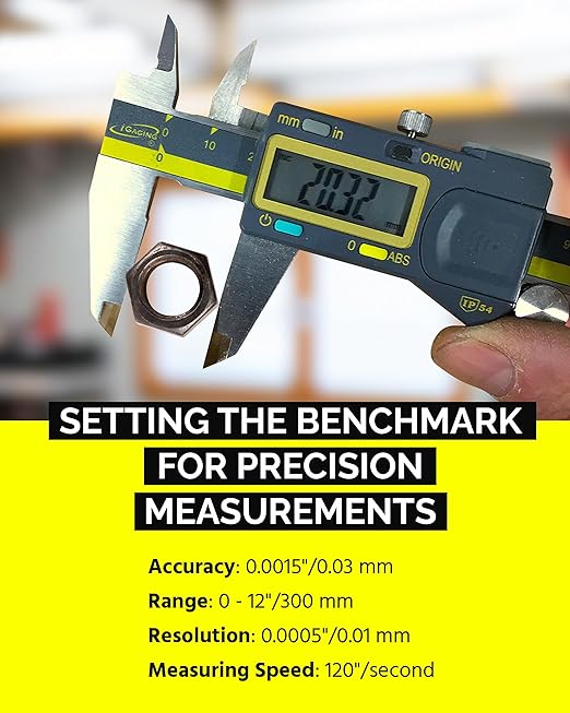 iGAGING Absolute Origin 0-12" Digital Caliper, IP54 Stainless Steel, SPC/USB - Image 3