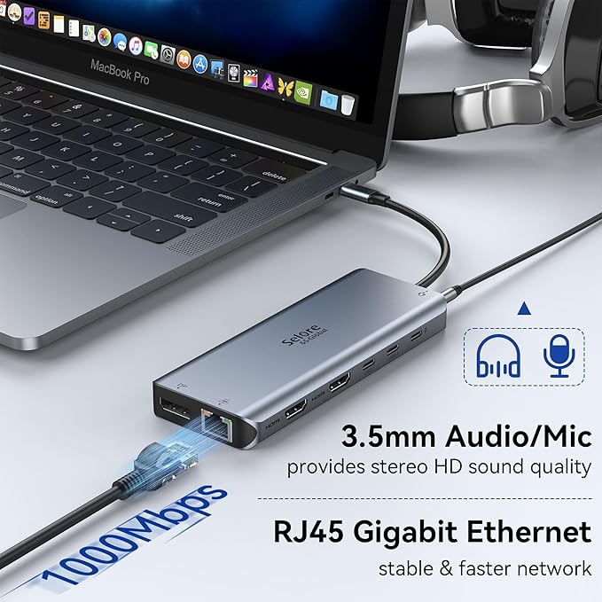 USB C Docking Station Dual Monitor, Selore 13-in-1 Triple Monitor - Image 7