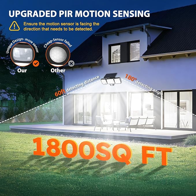 WdtPro Solar Lights Outdoor Flood Light, 3500LM Bright Motion Sensor Outdoor - Image 4