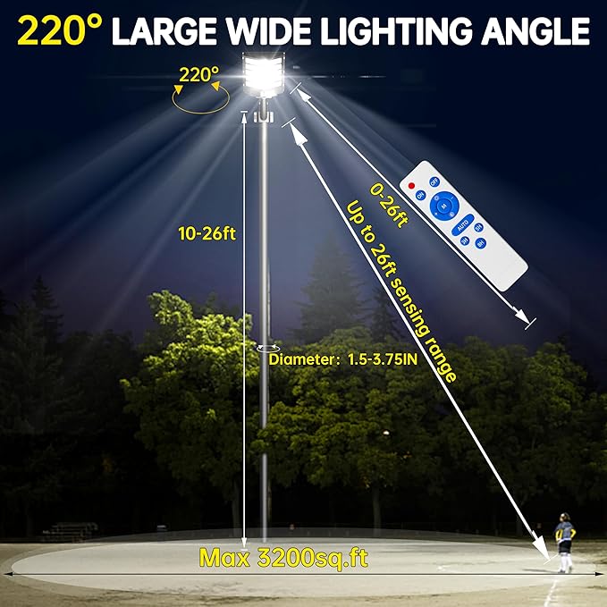JAYNLT Y-5200W Solar Street Lights Outdoor, 520000LM 6500K Commercial Parking - Image 4