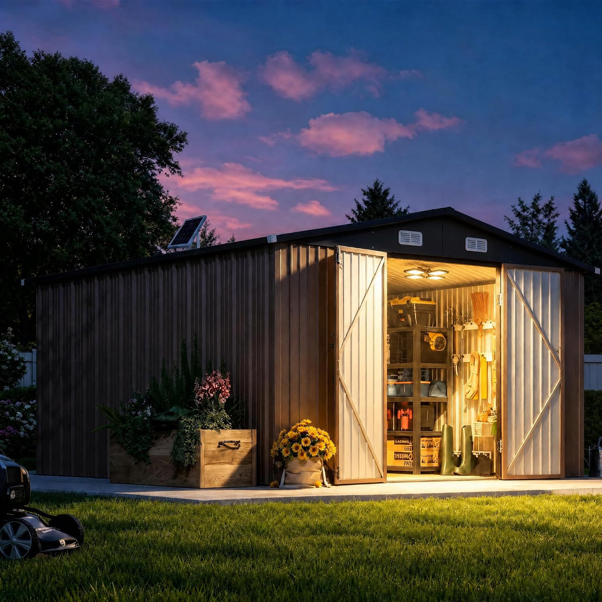 aoxun 12 x 10ft outdoor storage shed with, main product view