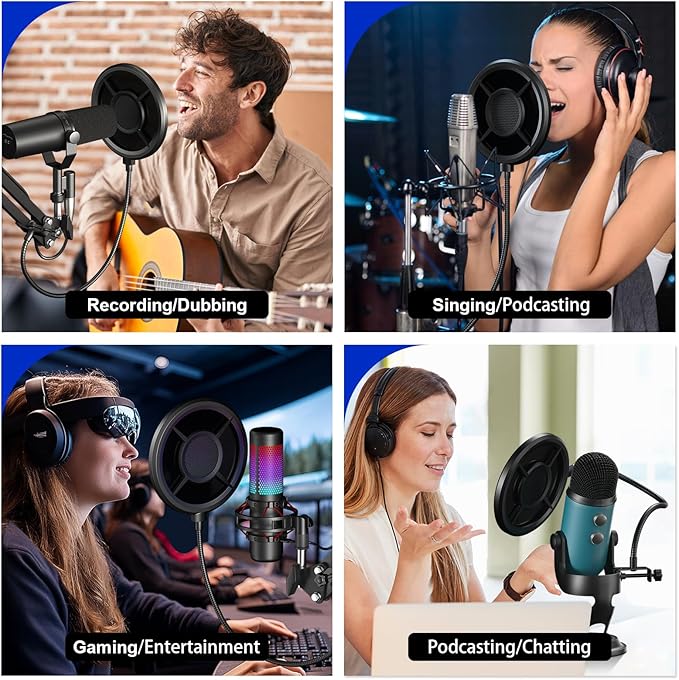 Microphone Pop Filter, Aokeo Mic Mask Shield, Three-layer Wind Pop Screen - Image 7