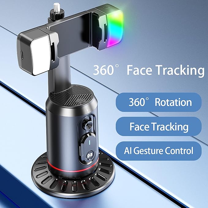 MQOUNY Auto Face Tracking Phone Holder, 360° Rotation Face Body Phone Tripod - Image 3