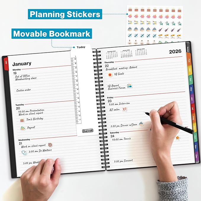 Dunwell 2026 Planner Book 8.5x11, Weekly Monthly Calendar, Jan to Dec, Large - Image 4