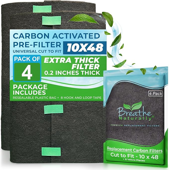 Breathe Naturally Universal 10x48 Cut-to-Fit Activated Carbon Filter Charcoal by BreatheNaturally