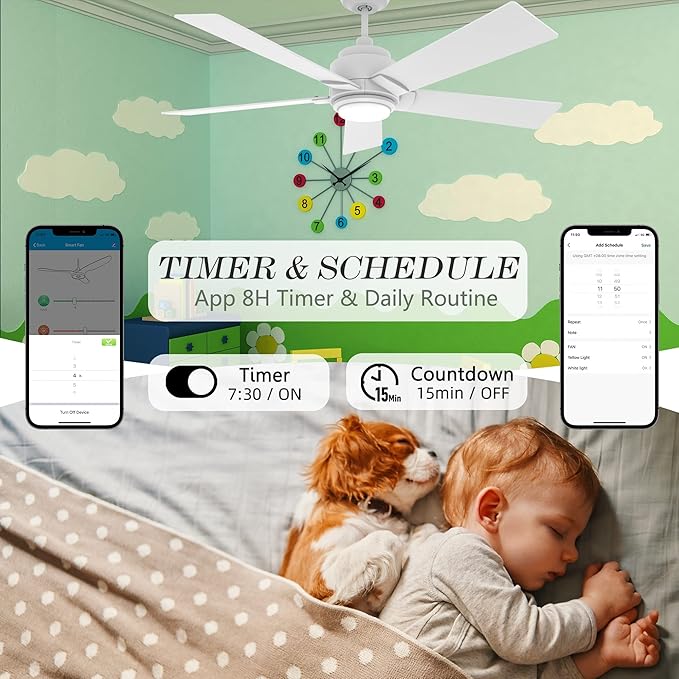 SMAAIR Smart Wifi LED Ceiling Fan, 52inch Plywood Indoor/Outdoor smart ceiling - Image 6
