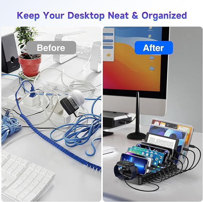 285W Charging Station for Multiple Devices, 10 Ports Fast Multi-Device Charger - Image 4