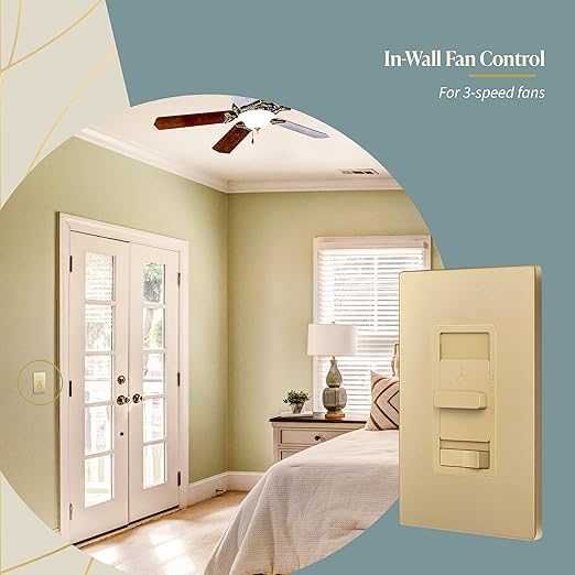TOPGREENER Kalide Light Switch and 3-Speed Ceiling Fan Control Combo, in Wall - Image 4