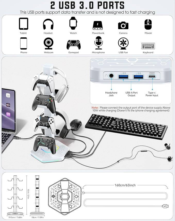 Kytok RGB Controller Holder for PS5/PS4/Xbox/Switch, Headphone Stand - Image 4