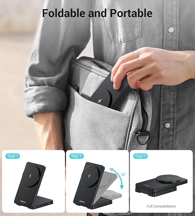 Folding Wireless Charging Stand, Magnetic 15W Fast Charging Station Mag-Safe - Image 5