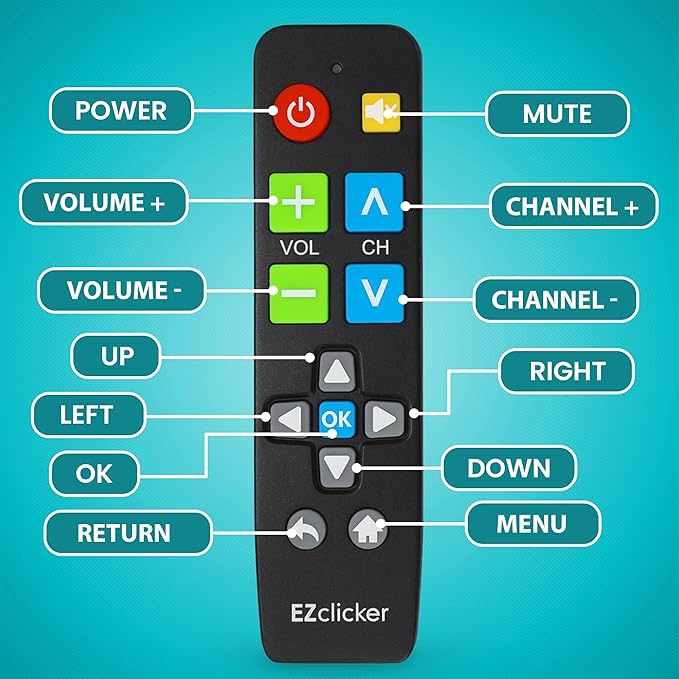 EZclicker Big Button Universal TV Remote Simple Easy to Use, Works - Image 4