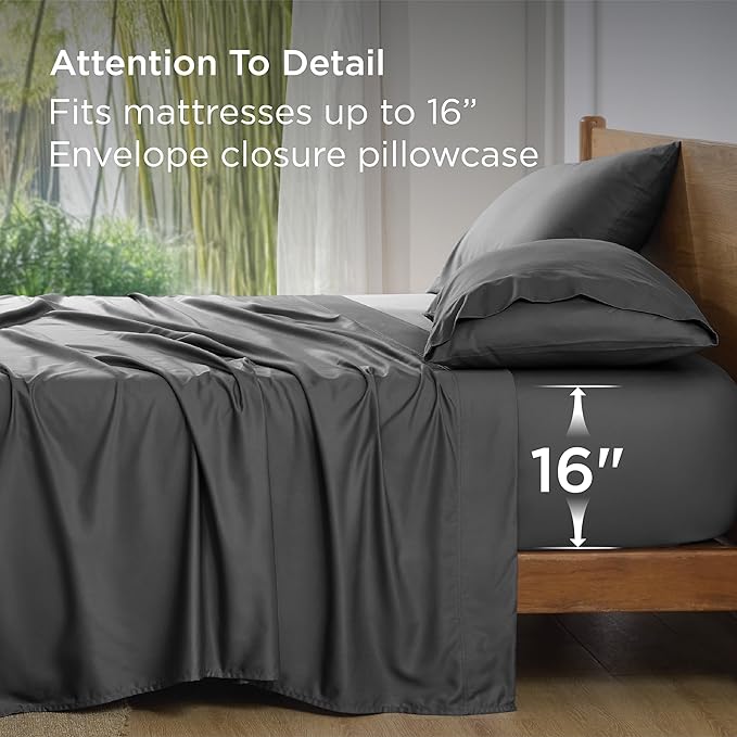 Bedsure Queen Sheet Set, Rayon Derived from Bamboo, Cooling Sheets, Breathable - Image 5