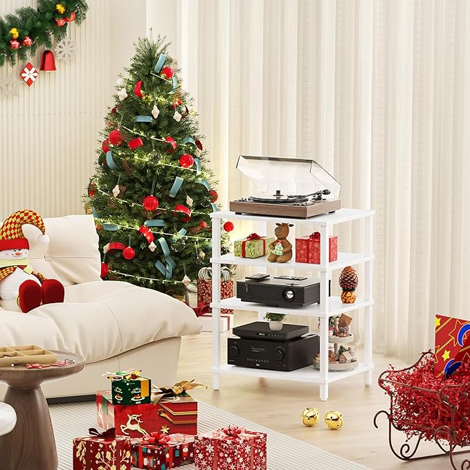 LELELINKY 4-Tier AV Media Player Stand, Stereo Stand, Modern Audio Shelf - Image 2