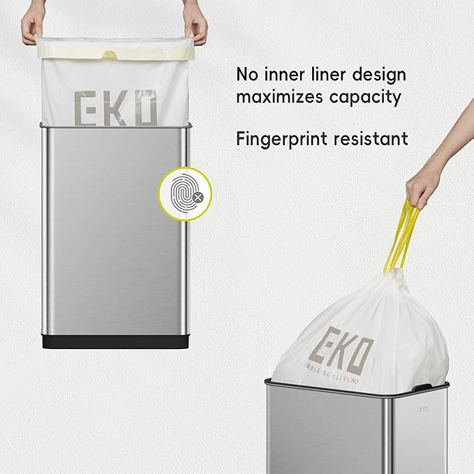 EKO Phantom-T 50 Liter / 13.2 Gallon Vertical Motion Sensor Trash Can, Brushed - Image 6