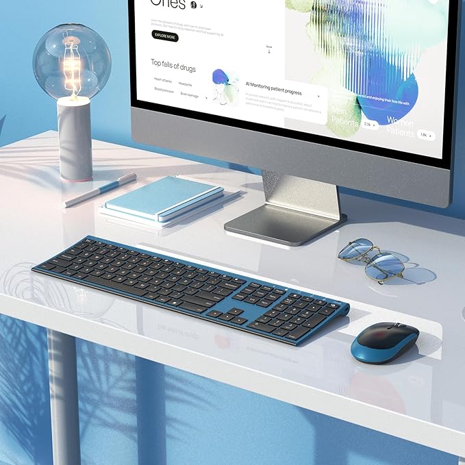 Wireless Keyboard and Mouse, Vssoplor 2.4GHz Rechargeable Quiet Full-Size - Image 7