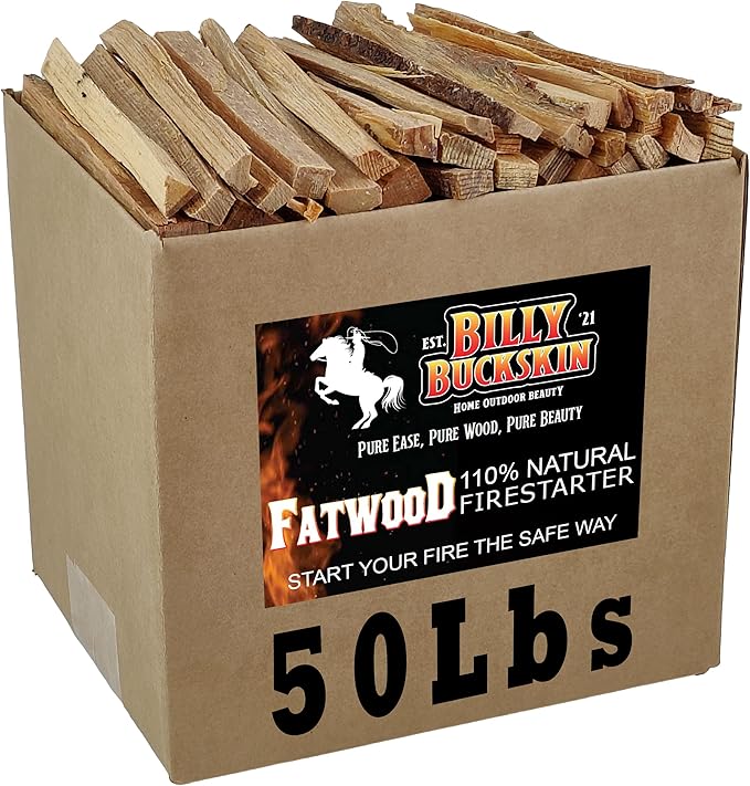 50lb Fatwood Fire Starter Sticks | 100% Natural Fire Starters by BillyBuckskinHomeandBeauty