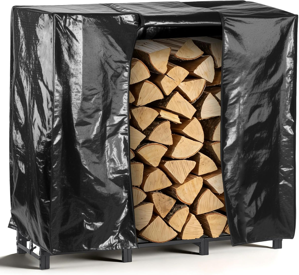 facka 4ft firewood rack outdoor with cover, metal, main product view