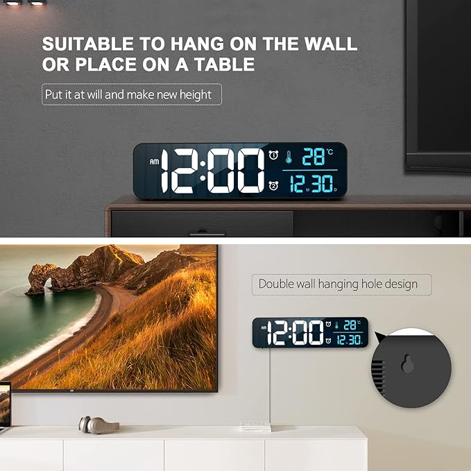 Hournor Digital Clock for Bedroom, Digital Wall Clock for Living Room Decor - Image 5