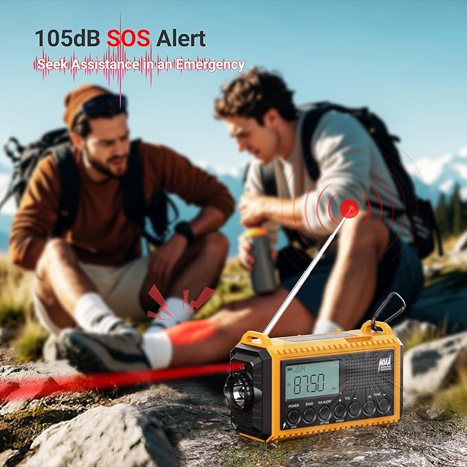 Mesqool 12000 Emergency Radio, Auto Digital Weather Radio NOAA/AM/FM/SW Battery - Image 6