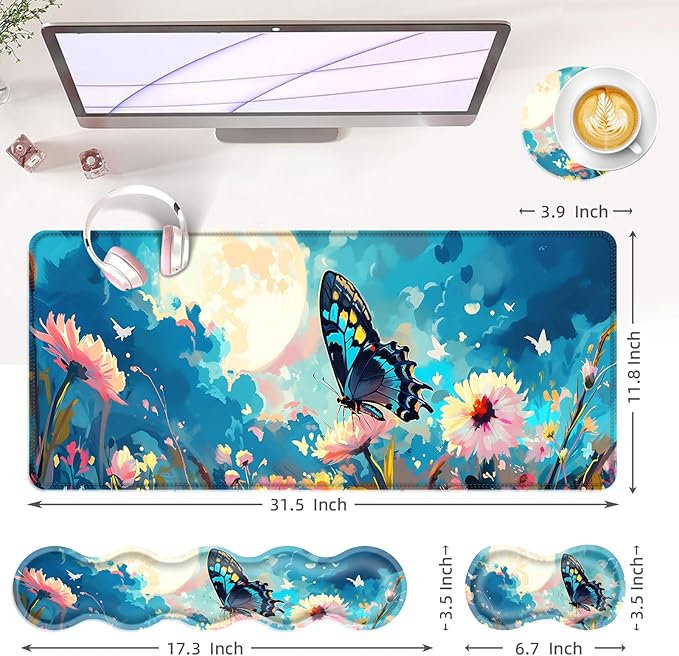 BFUKVOU Large Keyboard Mouse Pad Set, Extended Mouse Pad+Keyboard Wrist Rest - Image 6