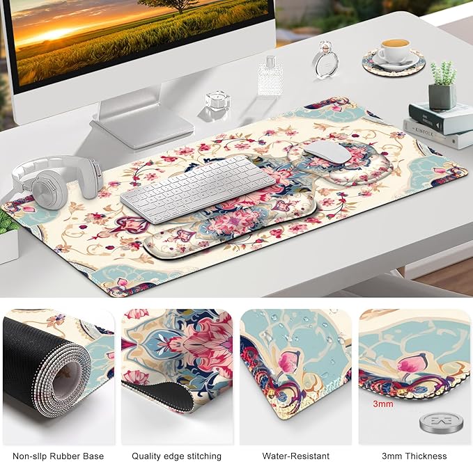Gaming Mouse Pad, Large Desk Mat, Cute Desk Pad Protector, 4in1 XXL Mousepad + - Image 9